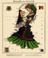 Holland and Belgium, Europe 1868c Geographic Fun Caricature Maps